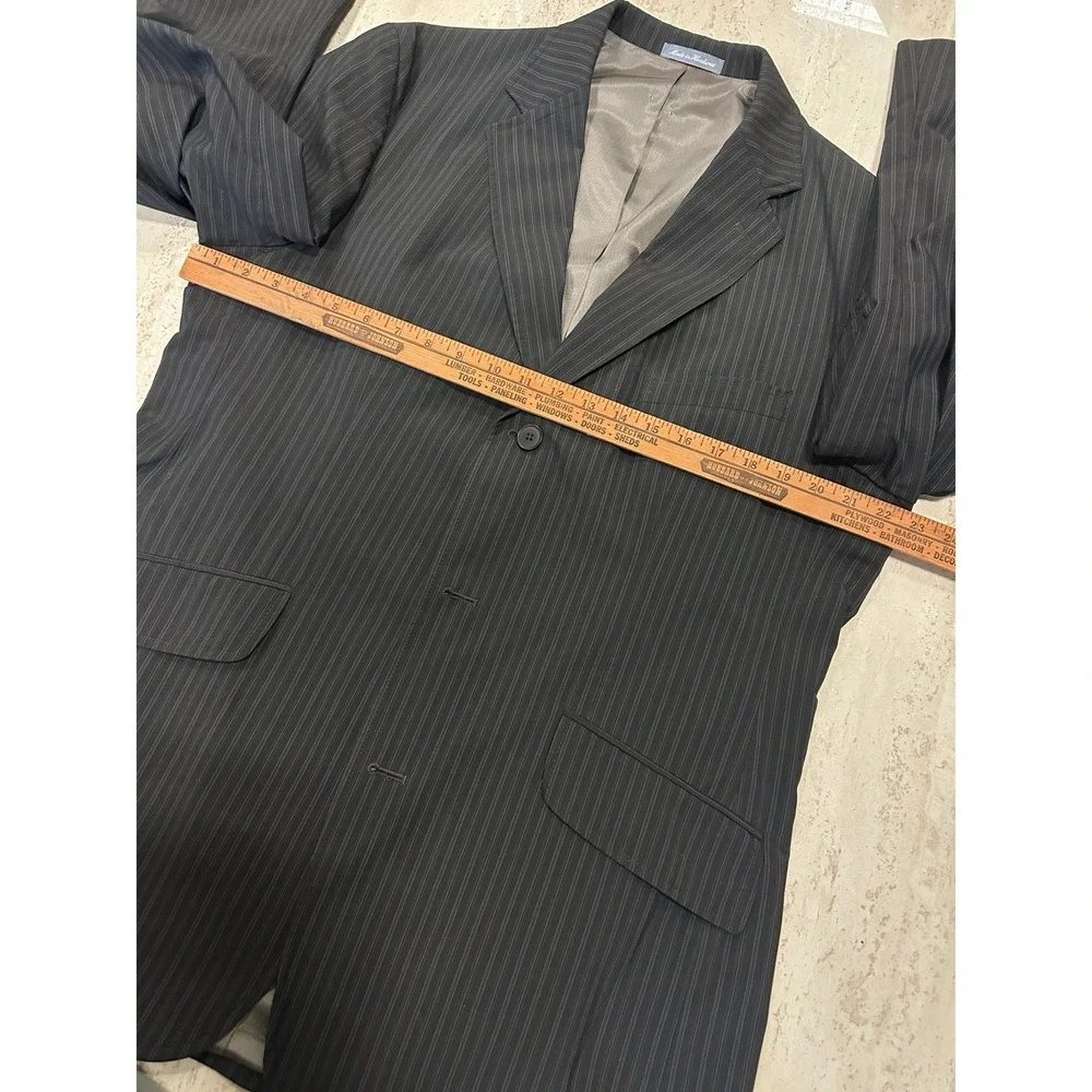 Oscar de la Renta Blazer 42L Black‎ Pinstripe Sport Coat Cotton Blend Honduras